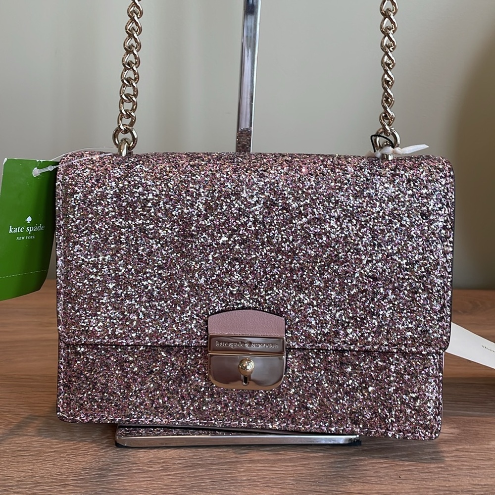 KATE SPADE SUNSET LANE CROSSBODY BAG Rosegold Glitter New with Tags Gift Idea